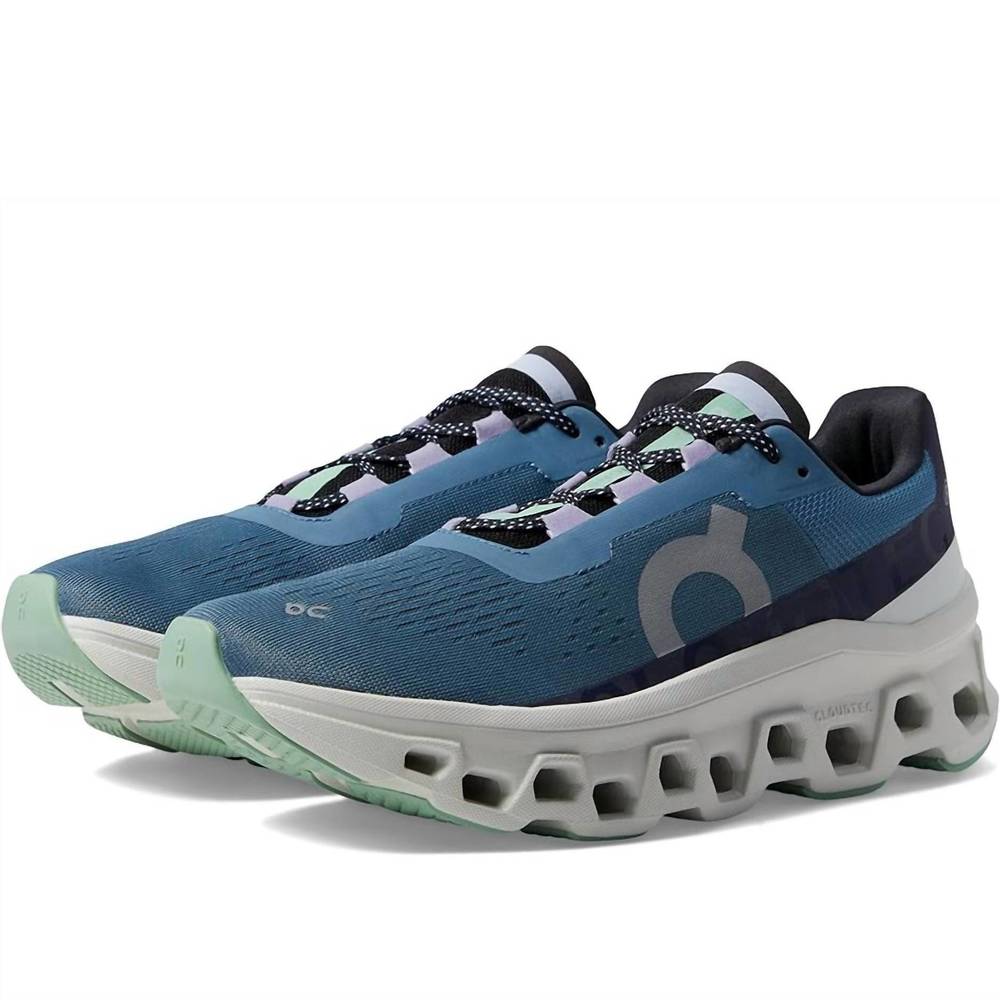 ON RUNNING women's cloudmonster running shoes ( b width ) in dust/vapor